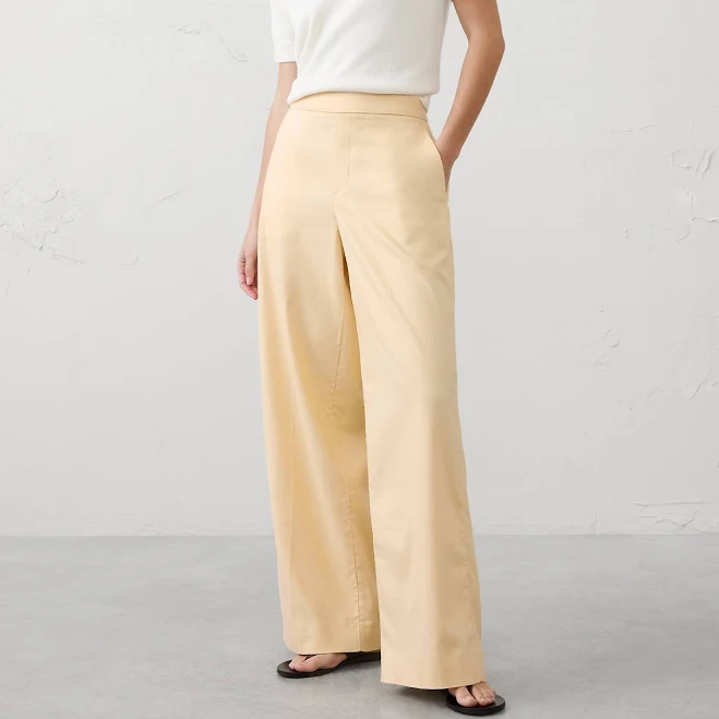 pants Women's High-Rise Wide-Leg Linen-Blend Pants Banana Republic Factory $100