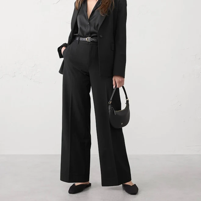 bottoms Women's High-Rise Wide-Leg Sculpted Trouser Banana Republic Factory $55