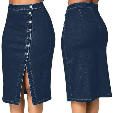 denim skirt Women's High-Waisted Blow Knee Denim Pencil Skirt Walmart - Only like fashion $13.99
