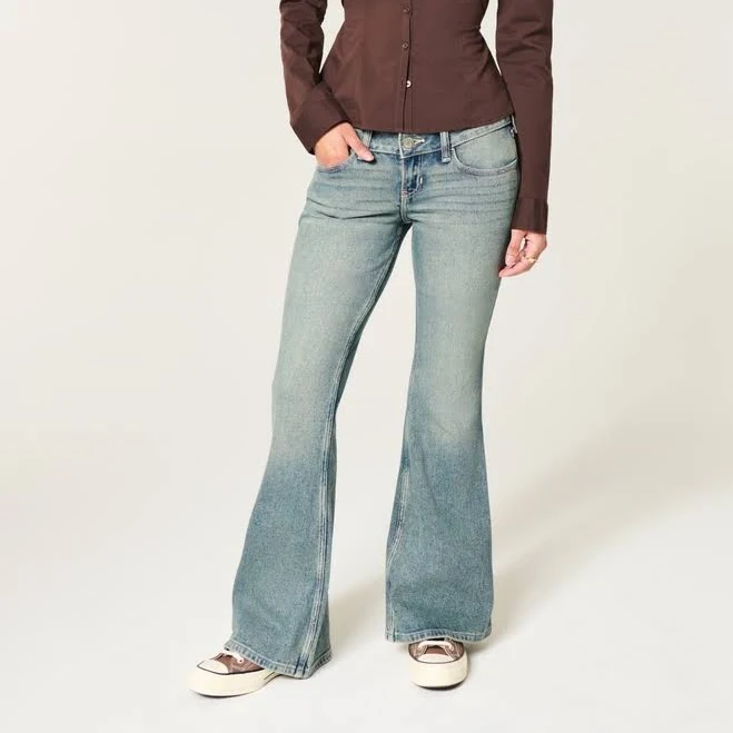 pants Women's Hollister Ultra Low-Rise Wash Flare Jeans Hollister Co - Official $49.95