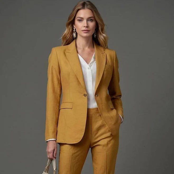 blazer Women's Linen Suit Etsy - Seller $250.34