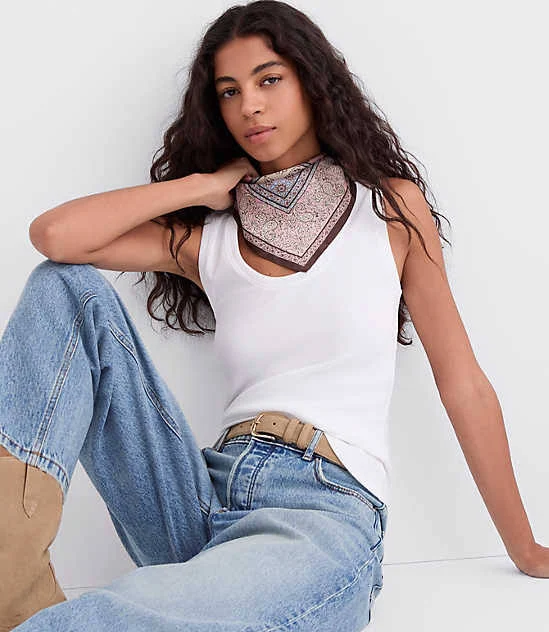 top Women's Loft Perfect Ribbed Scoop Neck Tank Top LOFT $16.17