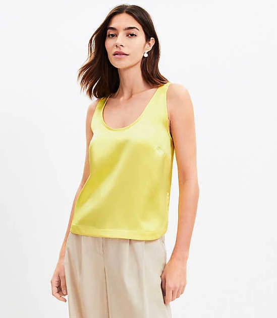 top Women's Loft Satin Hi-Lo Hem Tank Top Size LOFT $12.44