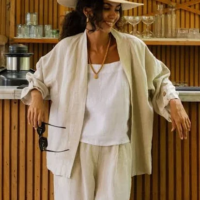kimono Women's Loose Fit Linen Shawl Collar Jacket Etsy - MagicLinen $88