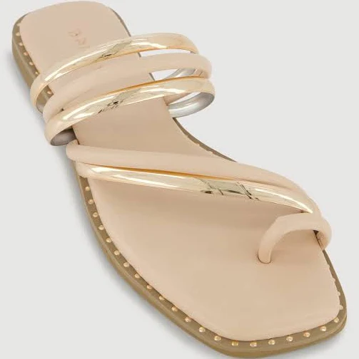 shoes Womens Metallic Asymmetrical Strappy Toe Loop Sandals Rainbow Shops $7.99