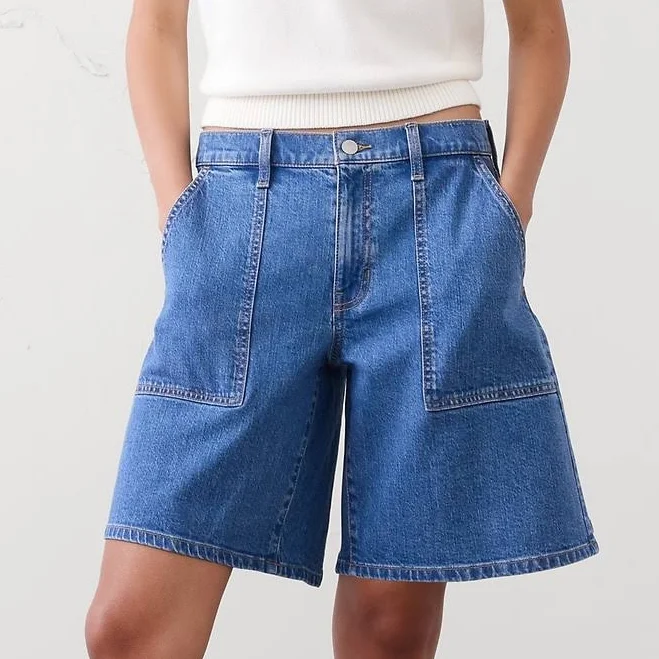 jeans Women's Mid-Rise Denim Bermuda Shorts Banana Republic Factory $40