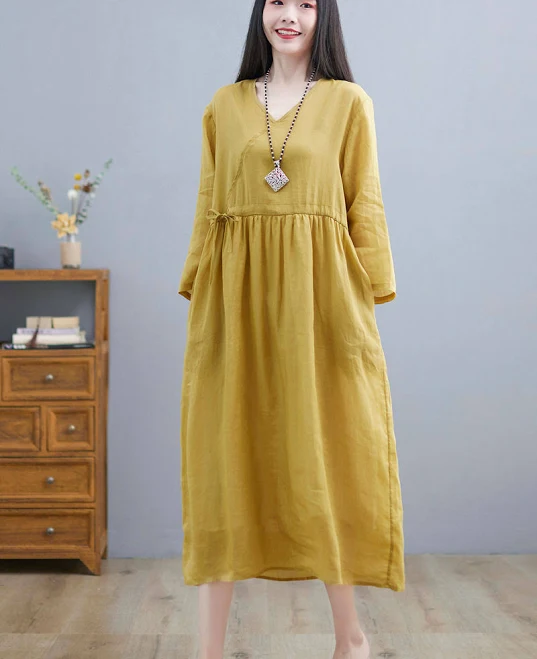 dress Women's Midi Linen Wrap Dress Ylistyle $134.75