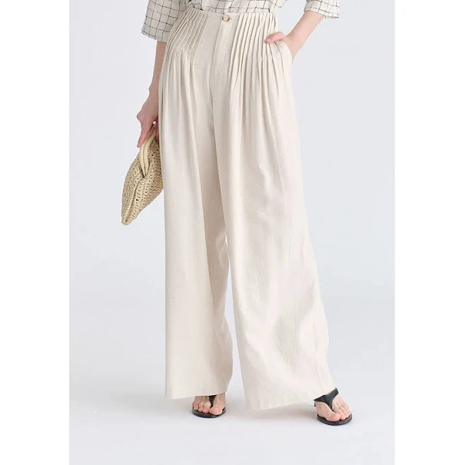 pants Women's Paisie Neutrals Front Pleats Detail Wide Leg Pants Wolf & Badger $203