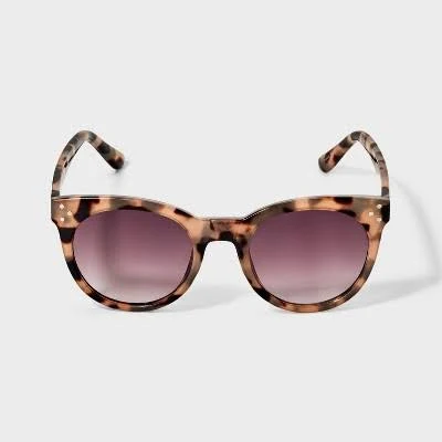 accessory Women's Plastic Round Tortoise Shell Sunglasses - A New Day Beige Target $17