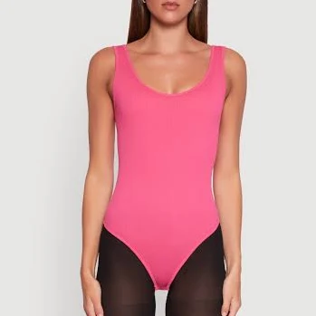 bodysuit Women's Ribbed Knit Seamless Scoop Neck Bodysuit Rainbow Shops $5.99