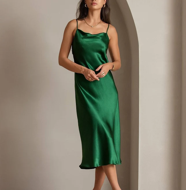 dress Women's Silk Cowl Neck Midi Slip Dress SilkSilky $99.95