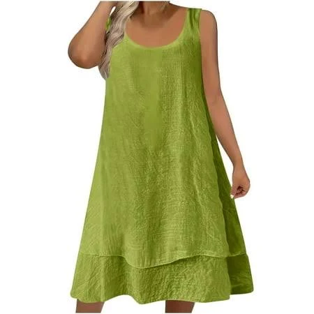 dress Women's Sleeveless Crew Neck Mini Short Dress Walmart - The Shoes $12.99