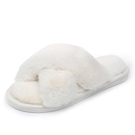 shoes Women's Soft Plush Fuzzy Open Toe Slippers Walmart - QZCCC $10