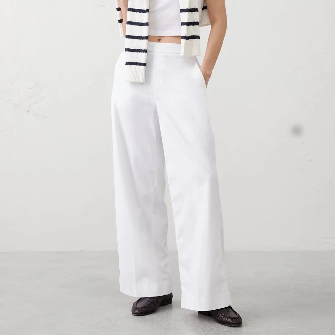 trousers Women's Wide-Leg High-Rise Linen-Blend Pant Banana Republic Factory $50