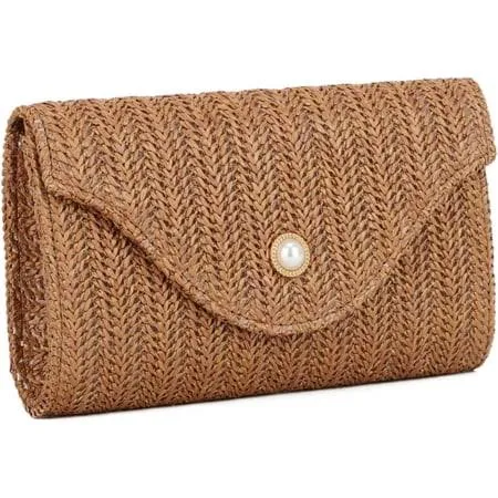 bag Women's Woven Straw Pearl Clutch Bag Walmart - Gioobbt $23.98