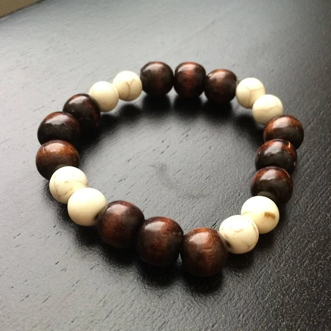 accessory Wood & Stone Bead Stretch Bracelet Etsy - Seller $25
