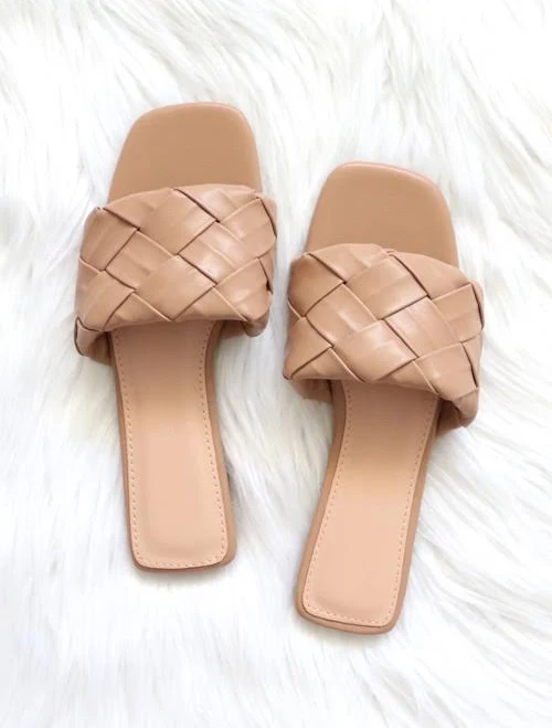 shoes Woven Single Band Slides Fashionjunkee.com $10