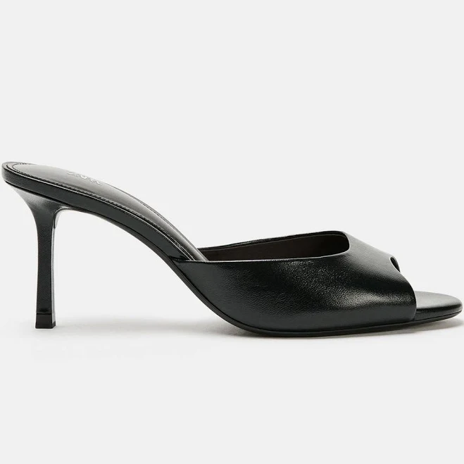 shoes Zara Leather Heeled Mules Zara USA $59.9
