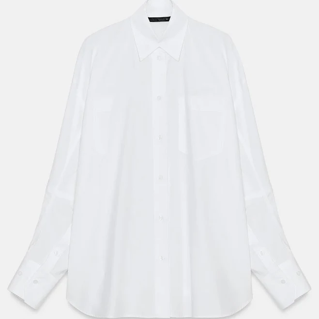 top Zara Oversized Poplin Shirt Zara USA $49.9