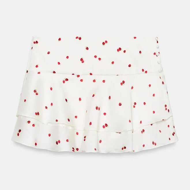 skirt Zara Ruffled Strawberry Mini Skirt Zara USA $49.9