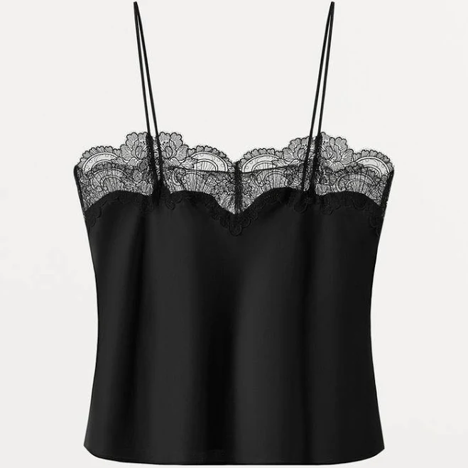 top Zara Women's Lace Trim Satin Camisole Zara USA $59.9