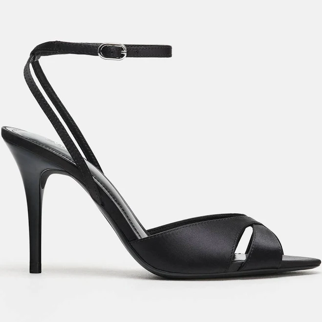 shoes Zara Women's Satin Heeled Sandals Zara USA $59.9