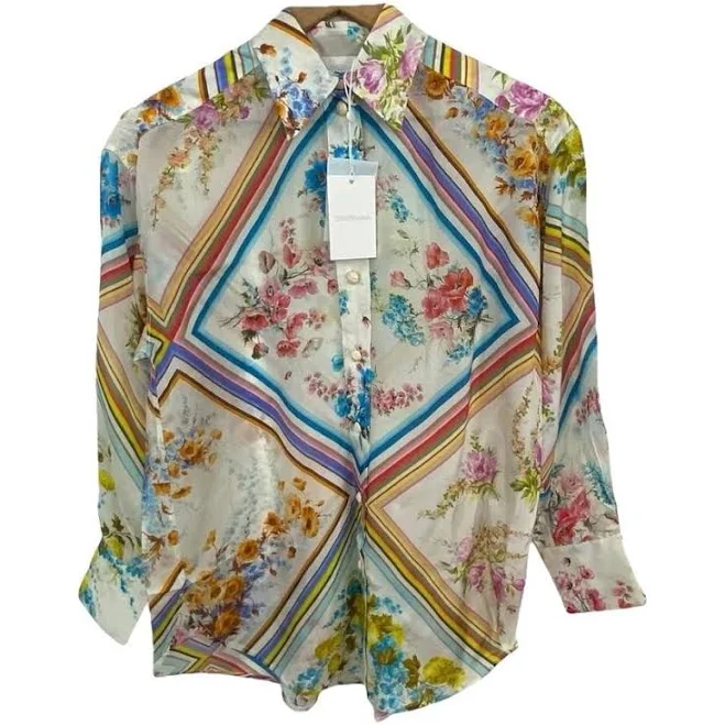 top Zimmermann Halcyon Floral Silk Blouse Vestiaire Collective $342