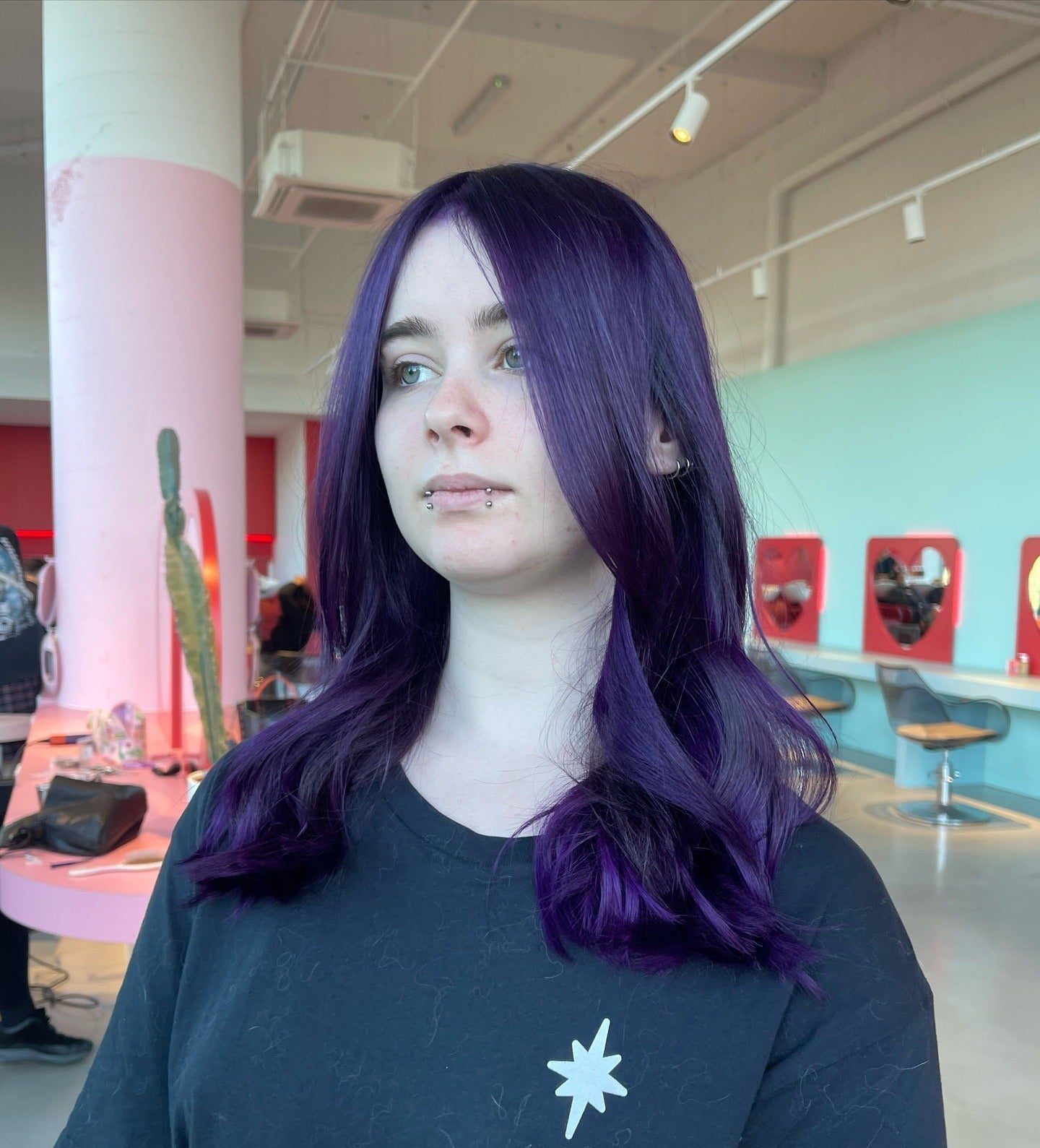 Deep Violet Shoulder Length Straight Cut — Purple Hair Color Styles