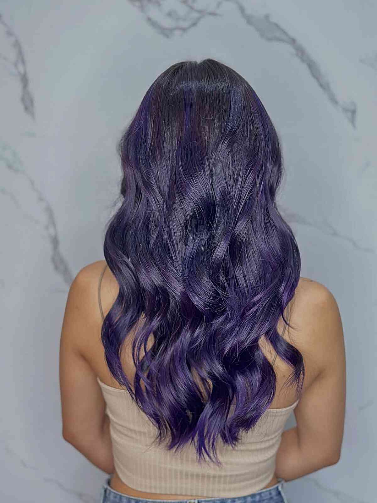 Dark Purple Base With Vibrant Purple Highlights — Purple Hair Color Styles