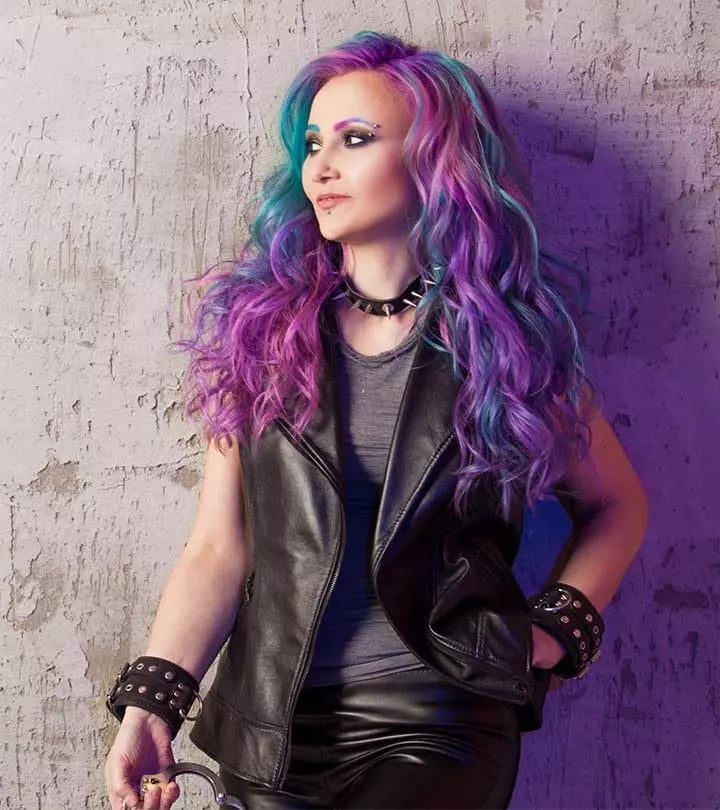 Galaxy Effect With Purple, Teal, Pink, Blue Balayage — Purple Hair Color Styles