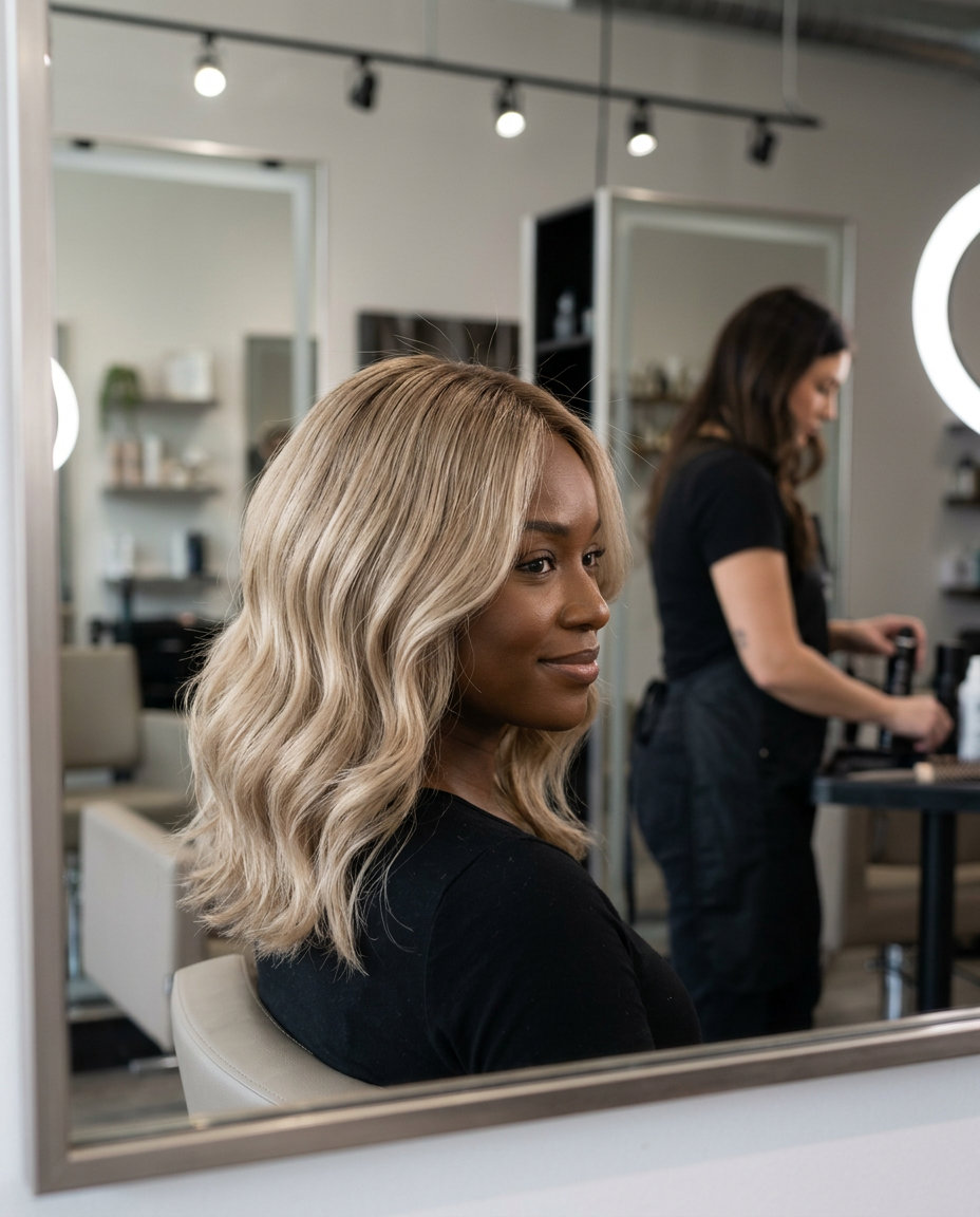 Sand Blonde Air Touch Balayage 2026 long layered sand blonde balayage with neutral beige blonde, air touch technique, soft root — effortless beachy vibes