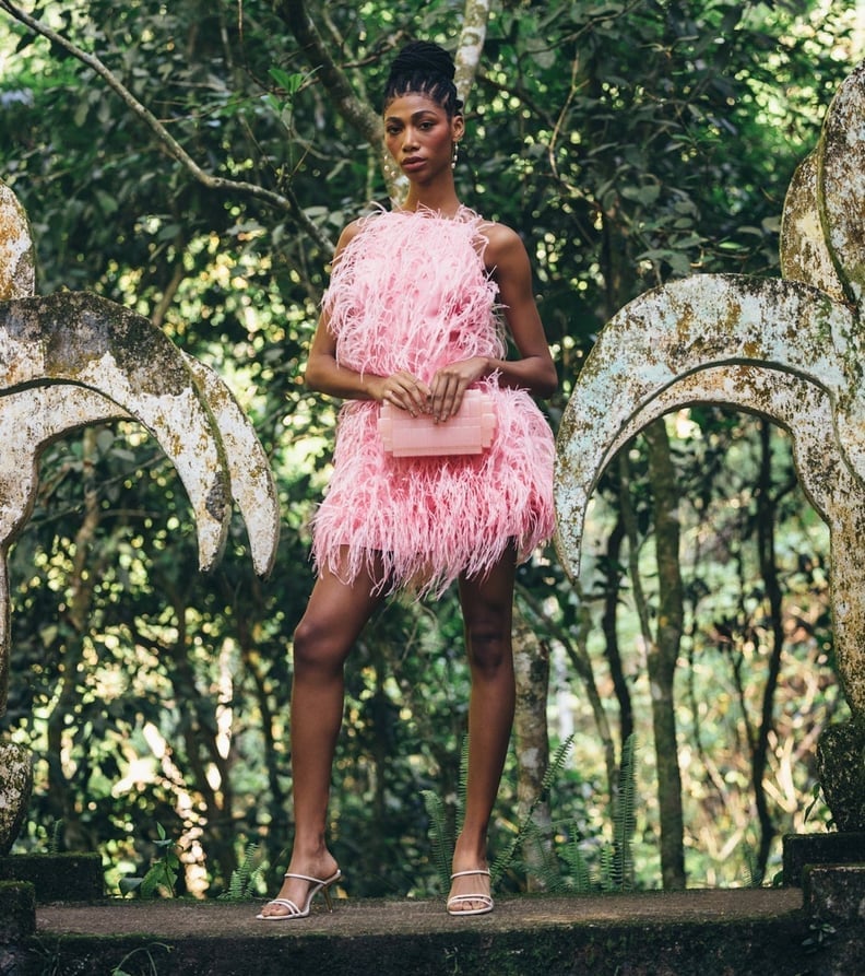 Pink Feather Trim Mini Dress — Simple 21st Birthday Outfits