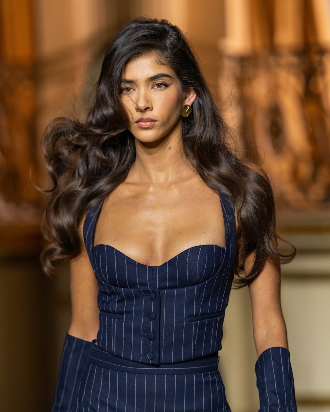 Navy Pinstripe Corset Top and Arm Sleeves Navy Pinstripe Corset Top and Arm Sleeves — Simple 90s Blowout