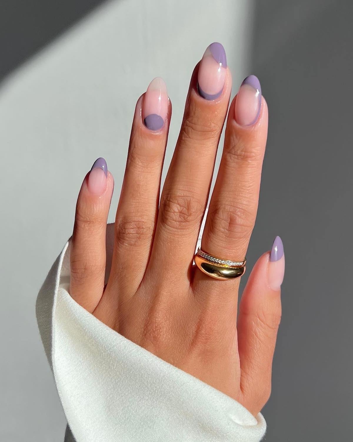 Medium Almond French Tips In Deep Purple Medium Almond French Tips In Deep Purple — Simple Almond Nails