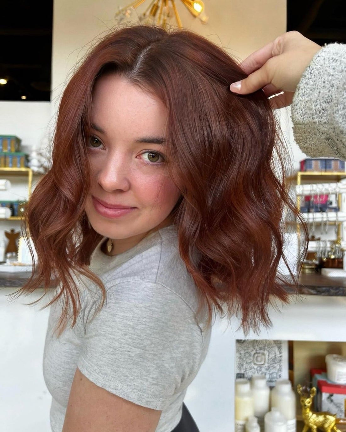 Side View Mid-Back Hair With Auburn Highlights — Simple Auburn Balayage