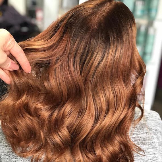 Collarbone Side View With Vibrant Auburn Balayage — Simple Auburn Balayage
