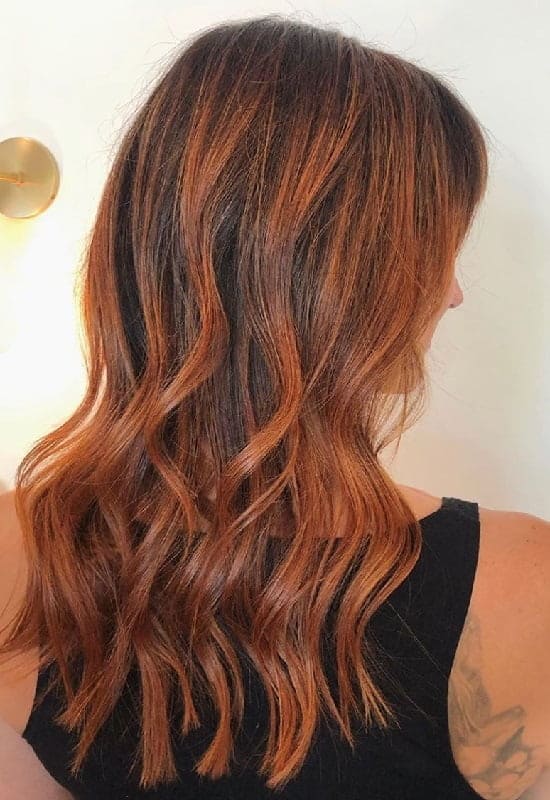 Collarbone Layered Cut With Auburn Copper Balayage — Simple Auburn Balayage