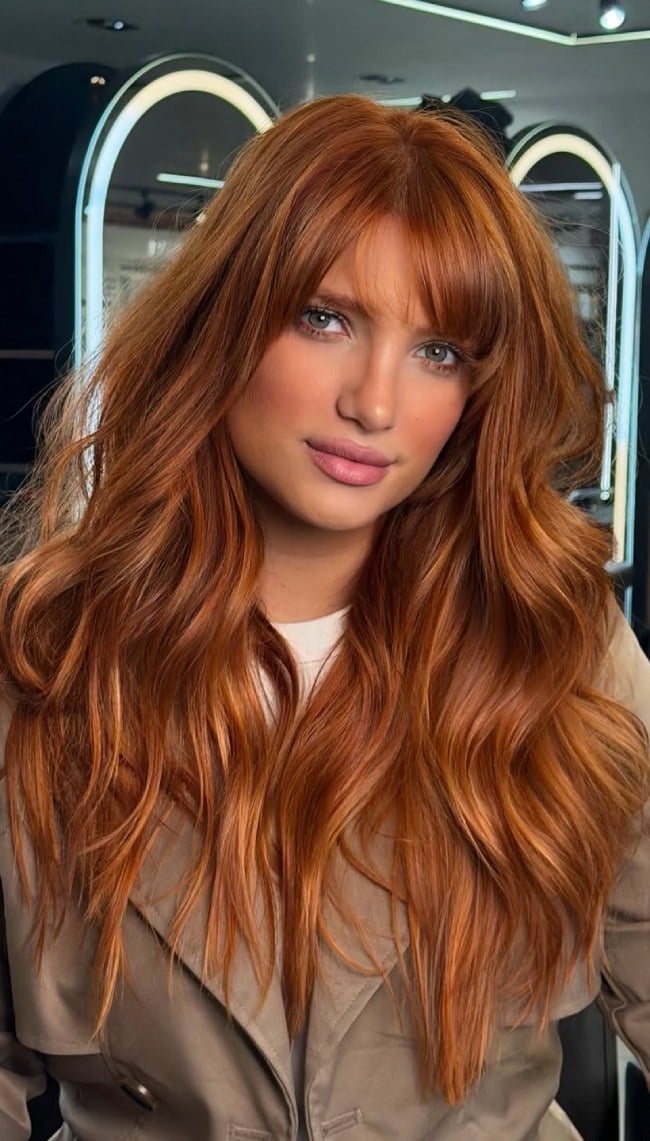 Mid-Back Copper Auburn With Golden Auburn Highlights Mid-Back Copper Auburn With Golden Auburn Highlights — Simple Auburn Highlights