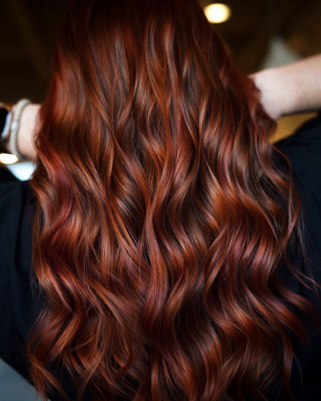 Mid-Back Deep Auburn With Subtle Lighter Auburn Highlights, Layers Mid-Back Deep Auburn With Subtle Lighter Auburn Highlights, Layers — Simple Auburn Highlights