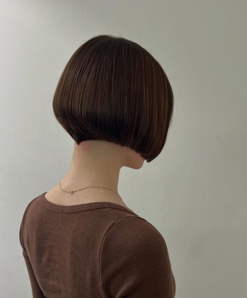 Sleek Dark Brown Ear Length Bob Sleek Dark Brown Ear Length Bob — Simple Back Haircuts