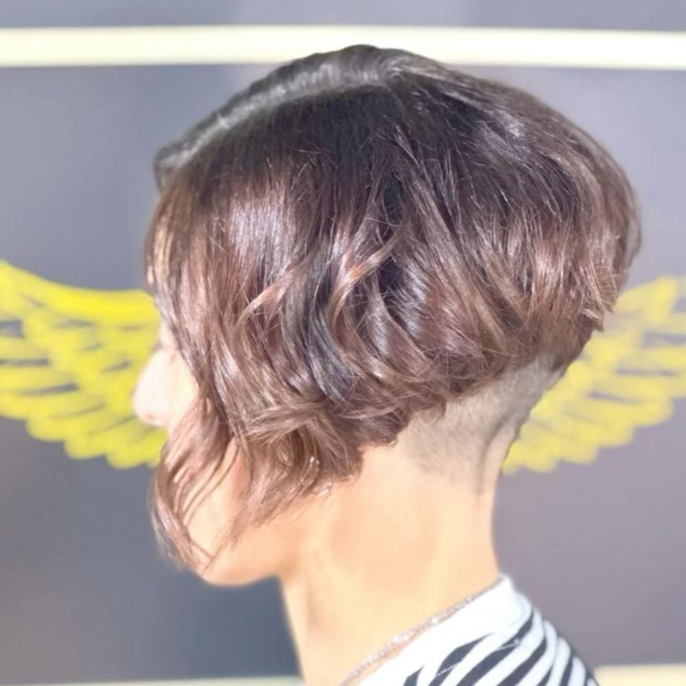 Wavy Brown Bob With Undercut Wavy Brown Bob With Undercut — Simple Back Haircuts