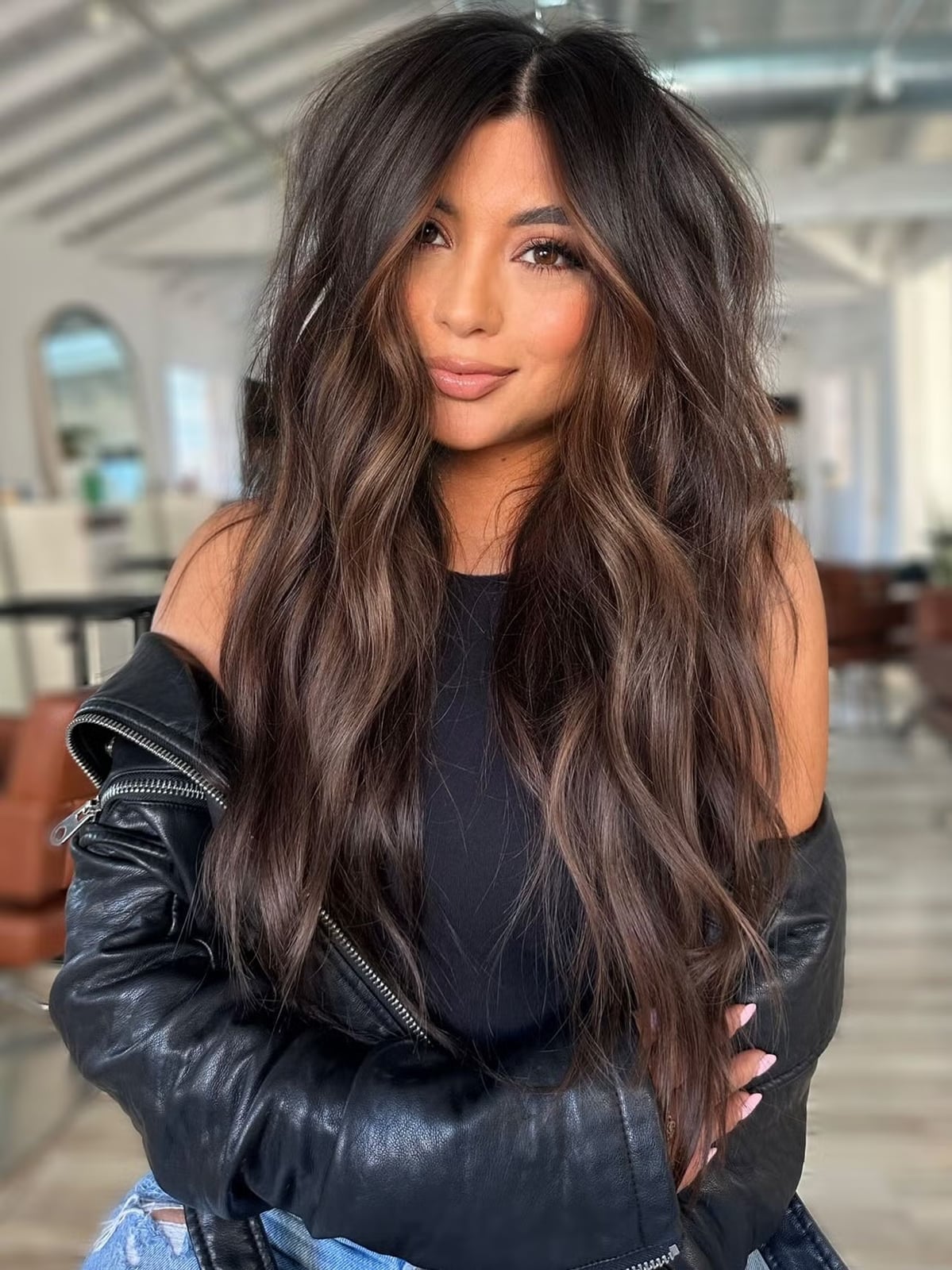 Collarbone Layers With Caramel Balayage and Styled In Soft Waves — Simple Balayage