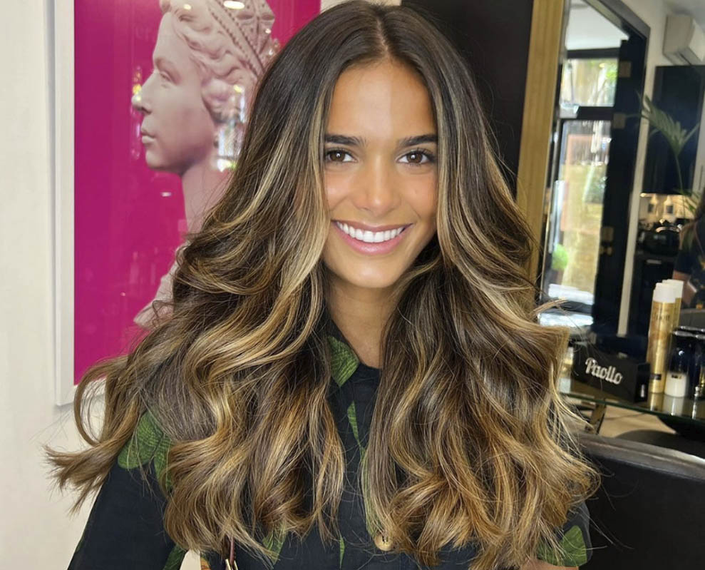 Mid-Back Waves With Caramel Balayage — Simple Balayage