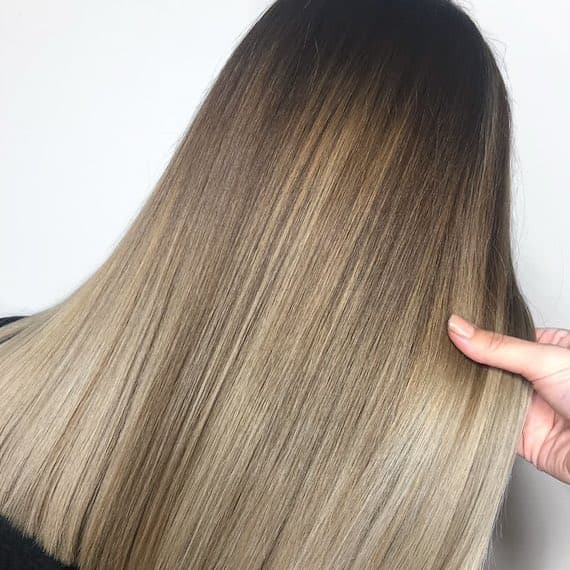 Mid-Back Straight With Ash Blonde Ends — Simple Balayage