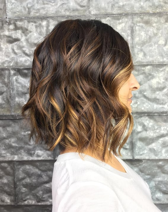 Chin Length Bob With Caramel Balayage — Simple Balayage