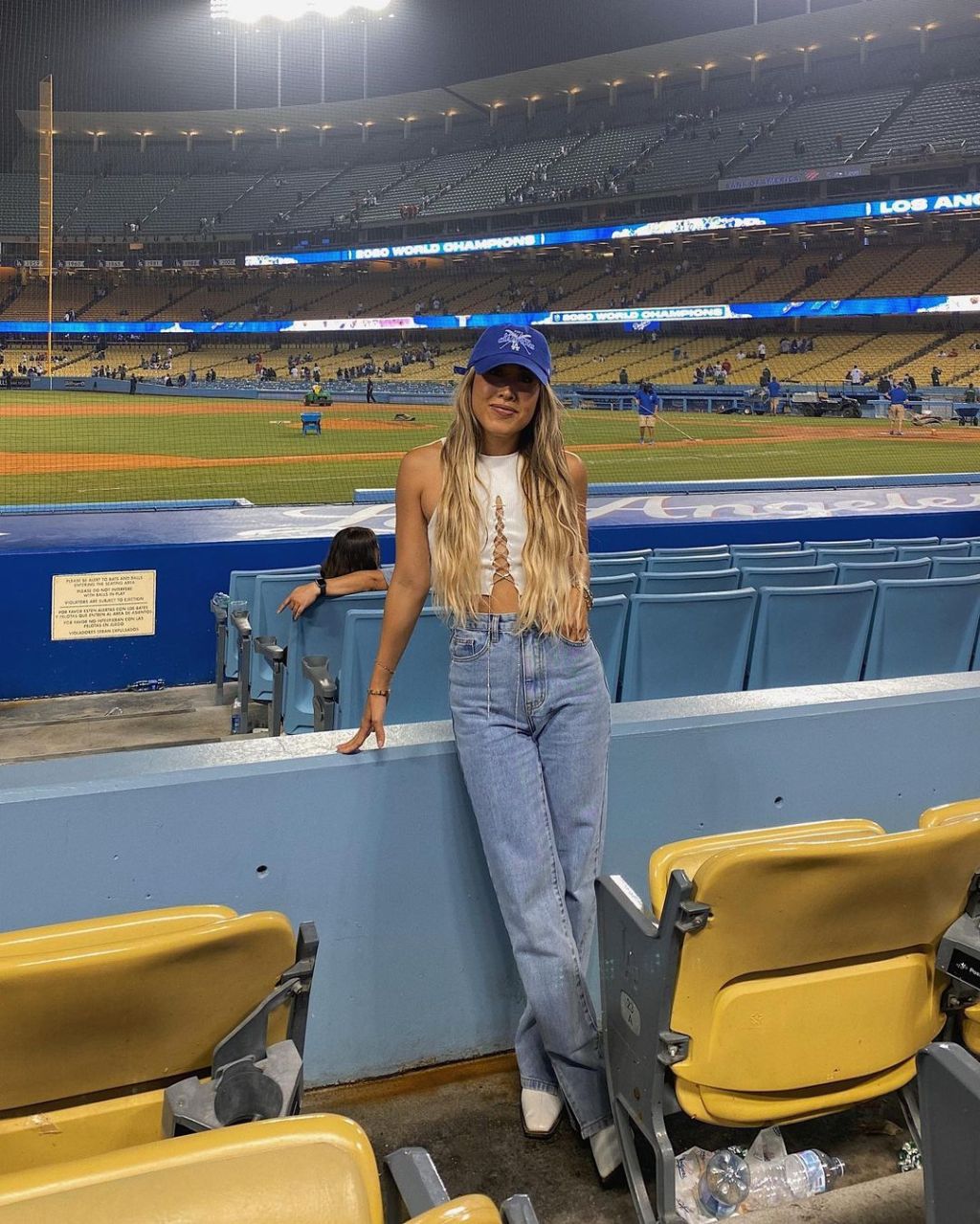 Lace-Up Tank Top and Wide Leg Jeans Game Day Outfit Lace-Up Tank Top and Wide Leg Jeans Game Day Outfit — Simple Baseball Game Outfits