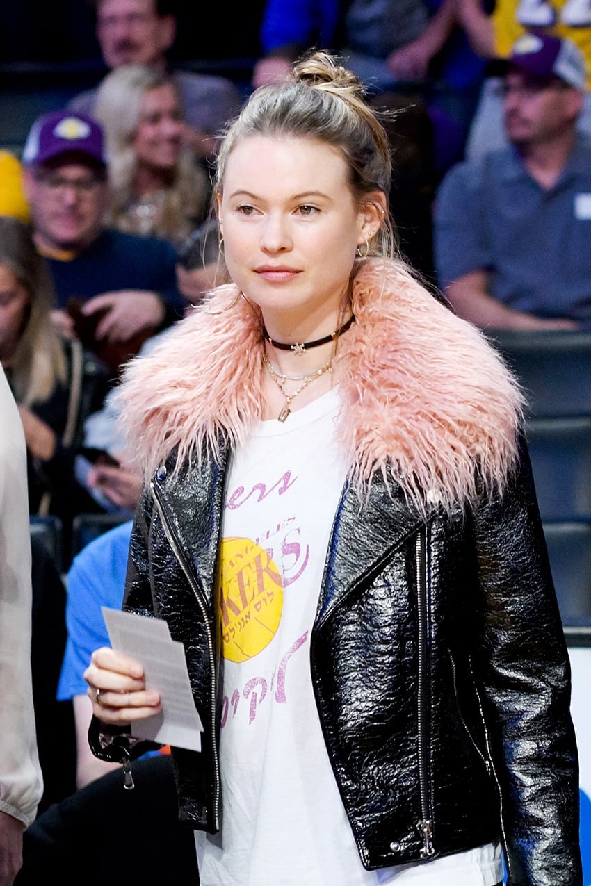 Moto Jacket with Faux Fur Collar and Graphic Tee Moto Jacket with Faux Fur Collar and Graphic Tee — Simple Basketball Game Outfits
