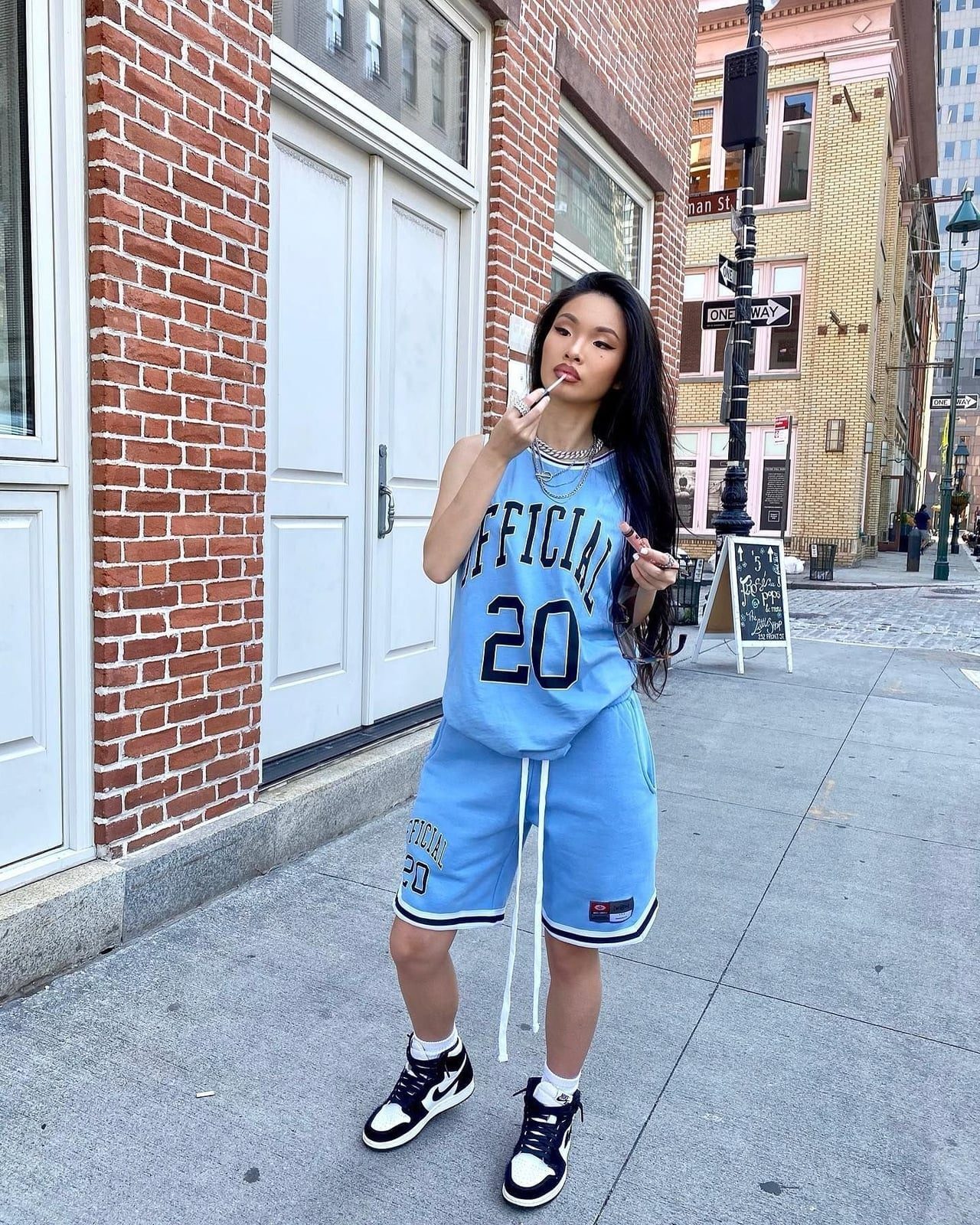 Matching Basketball Jersey Set in Light Blue Matching Basketball Jersey Set in Light Blue — Simple Basketball Game Outfits