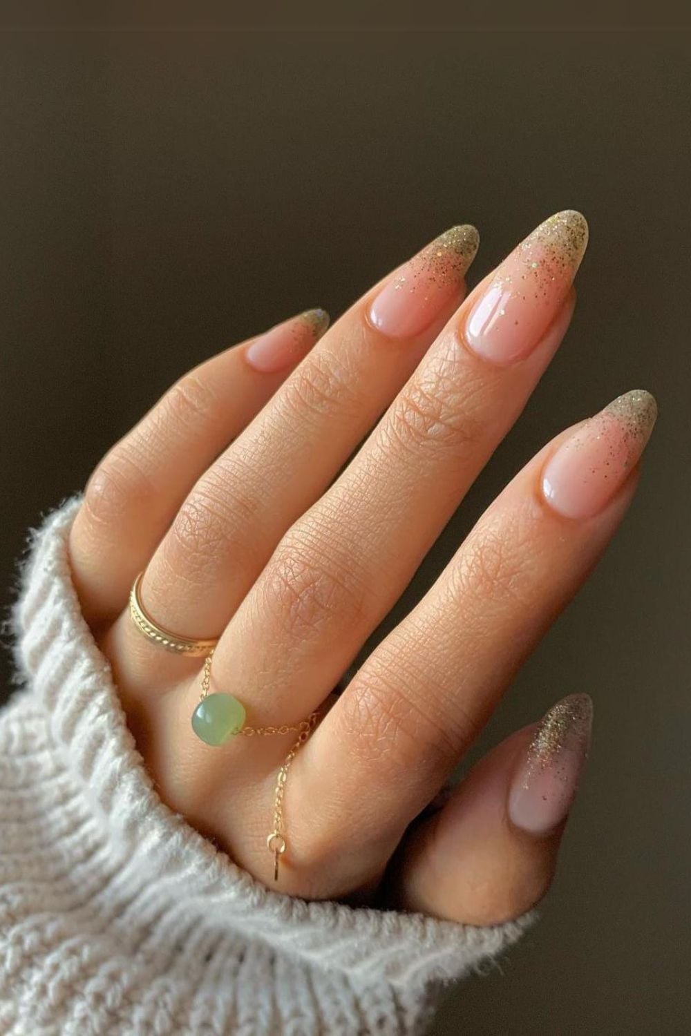 Gold Glitter Gradient Long Almond Nails Gold Glitter Gradient Long Almond Nails — Simple Birthday Nails