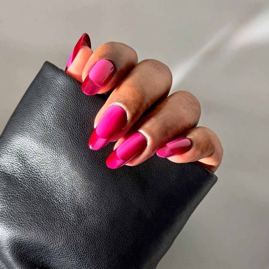 Hot Pink to Magenta Ombre Medium Almond Nails Hot Pink to Magenta Ombre Medium Almond Nails — Simple Birthday Nails
